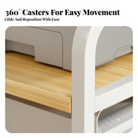 Mobile Printer Stand Lockable Casters Multi-Level Rolling Cart for Small Spaces