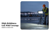 IP65 Waterproof Tripod Work Light High Brightness LED Work Light with Stand Anti-Slip Feet LED Floodlight 360° Rotatable for Street Vendors, DIY Enthusiasts, Night Markets, Workshops, Workshop, Garages