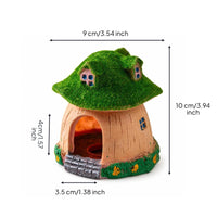 Fungi House Hideaway Freshwater-Safe Fungi House Ornament Aquarium Shelter with Moss Roof Non Textured for Shrimp
