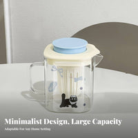 Heat Resistant Square Glass Water Jug Easy to Clean Glass Pitcher with Lid Safe Material for Families, Homeowners, Kitchen, Refrigerator