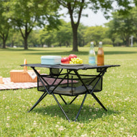 Foldable Folding Table Easy Assembly Textile Top Camp Table Sturdy Waterproof for Barbecue