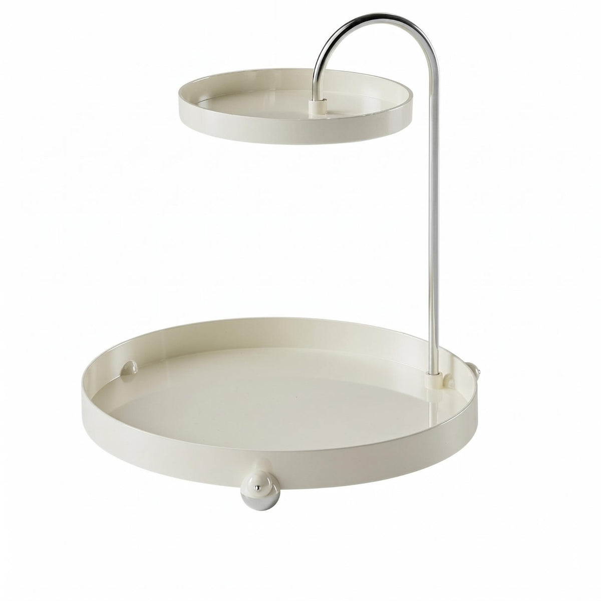 Glossy Finish 2-Tier Tray Rack Raised Edges Bird-Shaped Rack Round Trays Tabletop Organizer Curved Metal for Display