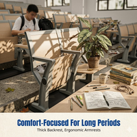 Lecture Hall Row Chair, Fixed Desk Chair, Aluminum Alloy Leg, School Auditorium