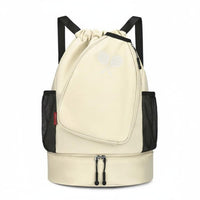 Multi-Use Badminton Bag Backpack Lightweight Shoe Compartment Backpack Large Capacity Gym Drawstring Bag Carry Handles for Swimming