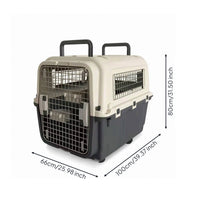 Pet Travel Crate with Wheels Hard-Sided Wheeled Pet Carrier Ventilated Dog Crate with Wheels for Professional , Domestic Training