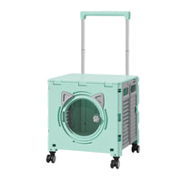 Foldable Pet Carrier Trolley Rotating Wheelbase Cat-Ear Accents Transparent Window