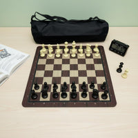 Chess game Faux Wood Grain Rubber Mat Chess Board  Travel Board Game for Beginners, Students, Tournaments, School Organizations