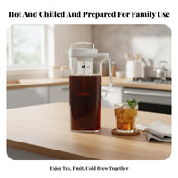 Large Capacity Water Carafe Heat Resistant Cold Brew Coffee Pitcher Measurement Markings Cold Brew Coffee Maker for Home, Office