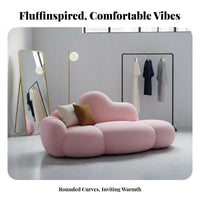 Cute Aesthetic rosy puffy Settee scuffResistant Loveseat space-saving Size Small Couch Soft Texture for Cat Owners, Apartment Dwellers, Young Adults, Living Room, Bedroom, Clothing Bimmediatelyique, Reception Area