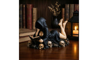 Hooded Reader Figurine Enigmatic Gothic Figure with Book Literary Decor for Desk