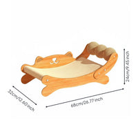 Solid Wood Frame Cat Scratcher Lounge Wear-Resistant Wooden Cat Sofa Bed Non-Shedding Natural Materials for Kittens