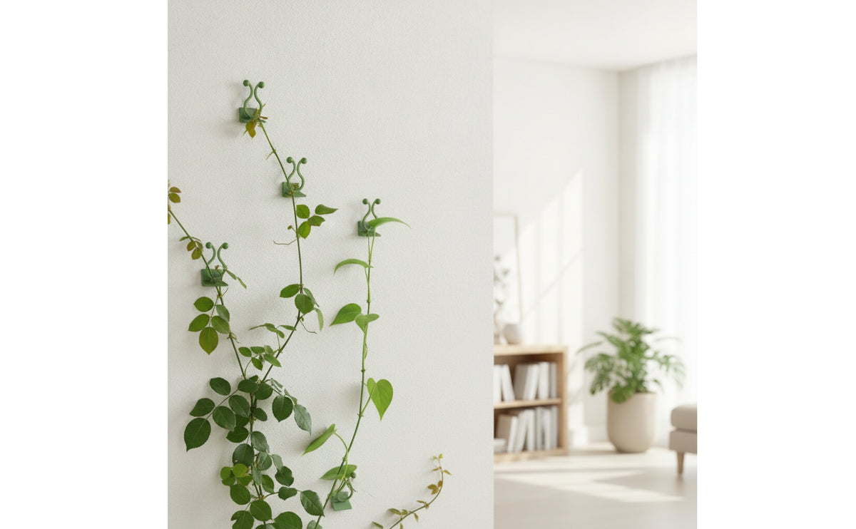 10 Pieces No-Drill Climbing Plant Wall Clip with Adhesive Back Easy to Use Wall Plant Clip with Adhesive Back Space-Saving Discreet for Renters, Indoor Garden, Apartment Balcony