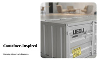 Shipping Container Chest Utilitarian Aesthetic Trunk Coffee Table Metal Highlights Multi-Functional for Young Adults