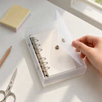 Frosted PP Translucent Loose-Leaf Notebook with Envelope Buckle, 20-Ring Large Capacity