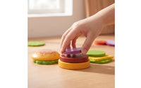 Stackable Toy Hamburger Realistic Wooden Burger Sturdy Burger Stacking Toy Safe for Toddlers, Preschoolers, Kids, Preschool Classroom