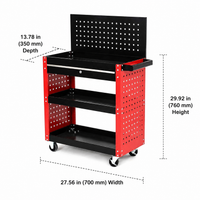 Sturdy Duty Tool Cart, 70x36x67cm Mobile Tool Storage with Locking System, 3 Drawer Tool Chest for Automotive Repair, Matte Black Steel
