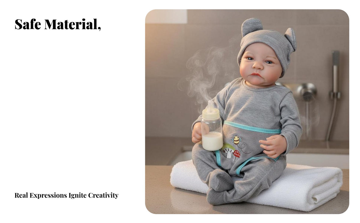Handcrafted Newborn Figure Hand-Rooted Eyelashes 18 Inch Vinyl Doll Ideal Gift children's Toy for Collectors, Parents, Home Decoration, Play Period