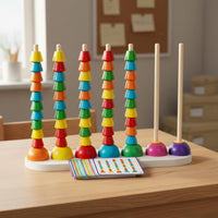 Hand-Eye Coordination Number Matching Game Focus Training Wooden Bead Stacker Cognitive Skills Bead Sorting Structure Early Learning for Preschoolers, Toddlers, Classroom