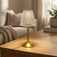 Crystal Table Lamp Dimmable Night Light 3 Color Modes for Bedroom, Restaurant