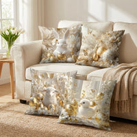 4 Pieces Easter Pillow Cover Holiday Decor Hare Motif Pillow Case Soft Material Bunny Throw Pillowcase for Homeowners, Families, Living Room, Bedroom