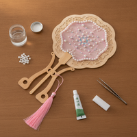 DIY Song Brocade Pearl Round Fan Kit with Tassel - Chinese Style Craft for Kids & Adults
