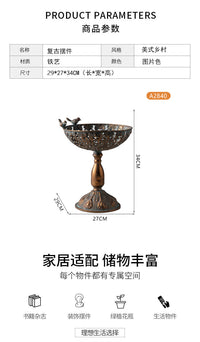 Antique Copper Iron High-Foot Fruit Tray Decorative Ornament