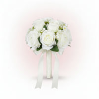 Silk Bridal Bouquet with Ribbon Romantic Wedding Bouquet with Ribbon Elegant Flower Bunch Lightweight for Brides, Bridesmaids, Weddings, Marriage Registration