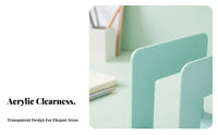 Transparent Design Bookend with Pen Holder Space-Saving Multi-Functional Bookend Minimalist and design Book Stand Large Capacity for Students, educators, Desk, Study Room