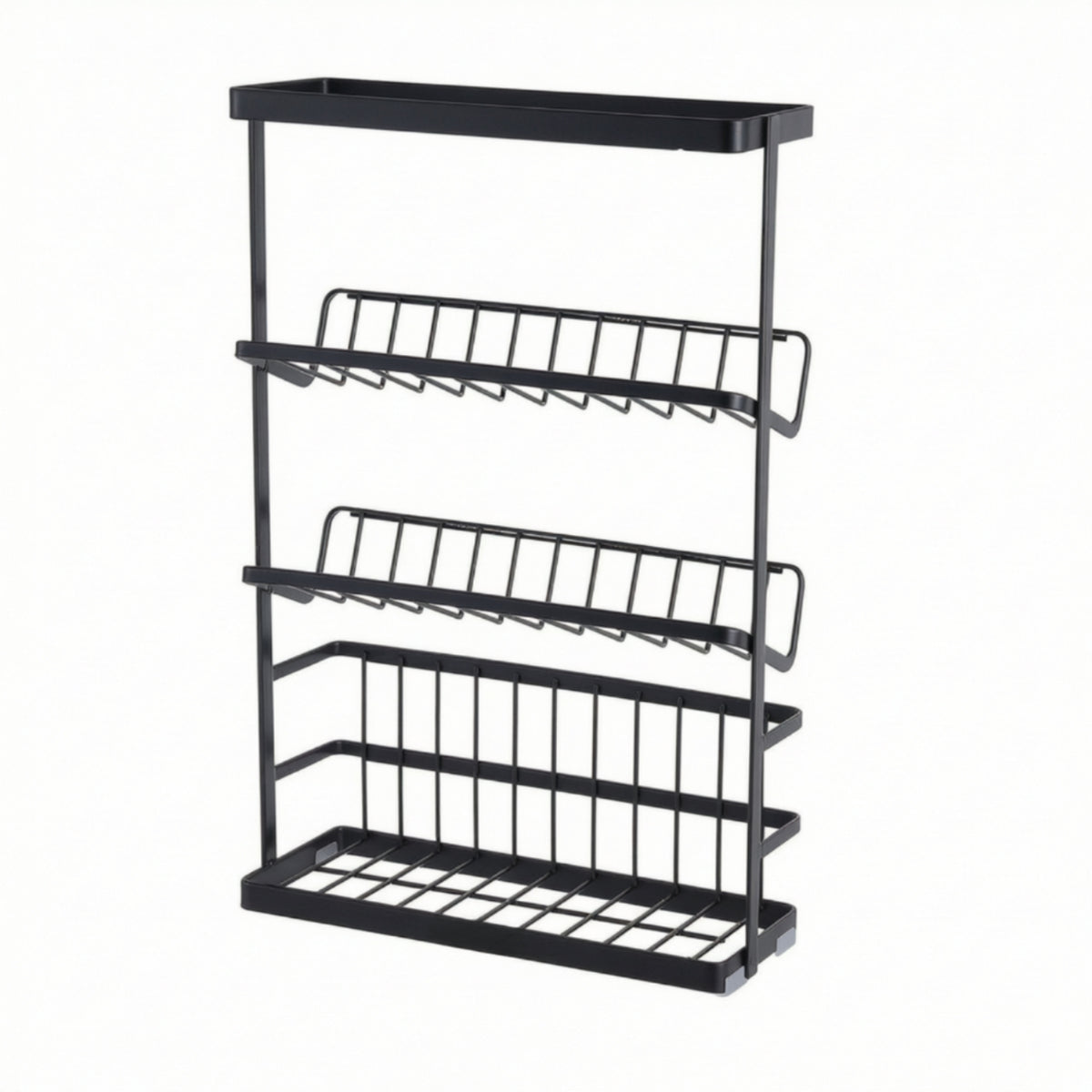 Floor Standing Rack with Slanted Shelves Rust-Resistant 3-Tier Storage Rack Compact Shelving Unit for Washroom