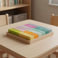 36 Pieces Wooden Mosaic Blocks Fine Motor Skills Rainbow Block Set Hand-Eye Coordination Color Shape and Pattern for Young Children, Preschool