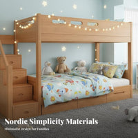 Solid Wood Bunk Bed Space-Saving Kids Bunk Bed with Guardrails Sturdy Construction children's Furniture for Juniors, Parents, Bedroom, Dormitory, Home