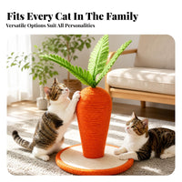 Leaf-Top Carrot Cat Scratching Post Round Base Carrot Cat Scratcher Sisal-Wrapped Pet Furniture Decorative