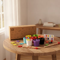 Colorful Fishing Game with Stacking Cups Educational Wooden Fishing Game Fine Motor Color Sorting Toy Interactive for Tabletop