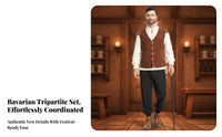 Traditional Bavarian Costume with Vest | Tailored Sleeveless Cut, Ruffled Neckline Detail, for Stage Performances