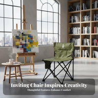 Foldable Design artist's Sketching Stool Includes Carrying Bag Folding Chair Sturdy Construction Portable Seating Side Storage Pocket for Art Students, Artists, Outdoor Enthusiasts, Travel, Craft Fairs, Patio, Fishing