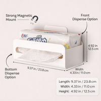 Cabinet for Living Room, Wall-Mounted Rectangular Tissue Box Holder, Punch Design for Dry Tissues & Wet Wipes, White Modern Storage Rack