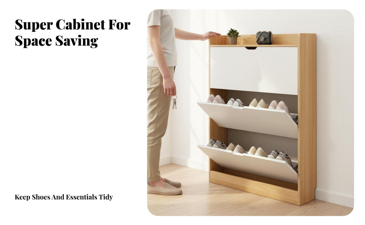 Entryway Footwear Storage Unit Space-Saving Design Tip-out Footwear Storage Unit Dust-Resistant for Apartment Dwellers, Homeowners, Narrow Areas