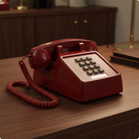 Retro Push Button Telephone Mechanical Bell Chime Retro Telephone Backup Emergency Use Vintage Corded Desk Phone for Study Room