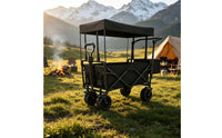 Foldable Wagon with Canopy All Terrain Folding Wagon with Canopy Folding Garden Cart Weather-Resistant Spacious for Campers