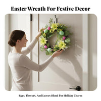 Easter Egg Wreath Festive Design Colorful Egg Entryway Adornment Rustic Design Rattan Door Hanger