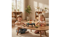 Wooden Play Grill Freestanding Toy Barbecue Grill indoor/outdoor Pretend Barbecue for Kids, Toddlers, Playroom