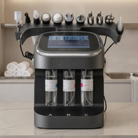 Touchscreen Desktop Skincare Machine Transparent Bottles Countertop Facial Treatment Device Handpieces Facial Skincare Device Black