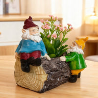 Dwarf Figurine Planter Creative Design Dwarf Figurine Pot Brightly Painted Gnome Flower Pot for Balcony, Desktop, Office Desk