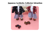Miniature Wooden Geta Kimono Matching OB11 Doll Shoes Handmade Japanese Design Doll Clogs