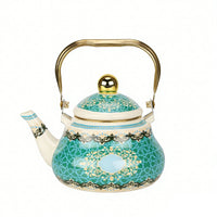 Enamel Tea Kettle Rust Resistant Floral Enamel Teapot Quick Heating Stovetop Teapot