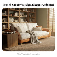 3-Seater Chaise Sofa French Cream aesthetic L-Shaped Couch with Chaise Light Luxury Feel Living Room Furniture for Renters, Families, Lounge Area, Bedroom