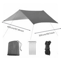 Silver Coated Tarp Water-Resistant Waterproof Sun Canopy SPF 50+ Camping Tarp Shelter for Beachgoers, Campers