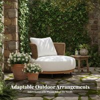 sturdy Wood Frame 4-Piece Woven Patio Set Weather-Resistant exteriordoor Furniture Modern Aesthetic Conversation Group Low Maintenance for Hospitality Businesses, Entertainers, Balcony, Courtyard, Garden, rearyard