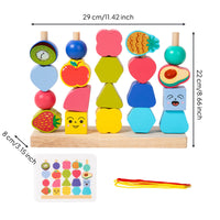 Stacking Toy with Threading Cords Educational Wooden Stacking Toy Colorful Preschool for Toddlers, Playroom, Classroom