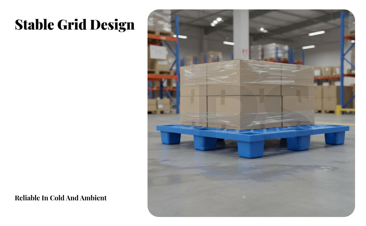 Grid Top Pallet Water-Resistant 9-Leg Pallet Heavy-Duty Warehouse Storage Skid for Logistics Personnel, Factory